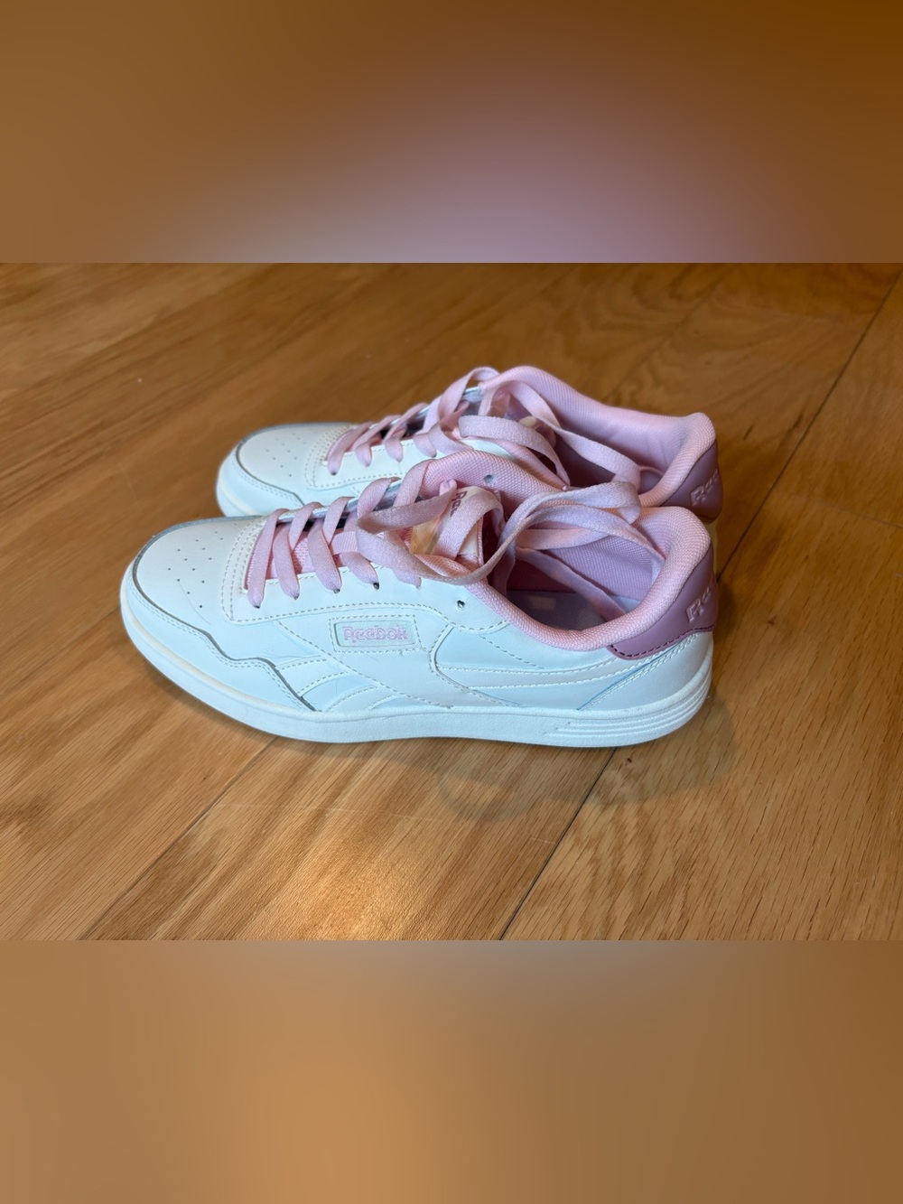 Reebok Pink and White Low-Top Sneakers